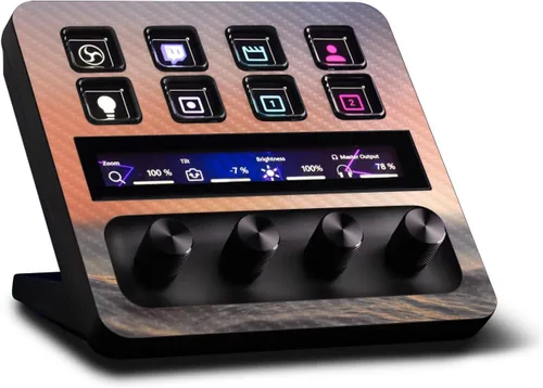 Vista 30 de MightySkins - Piel de fibra de carbono compatible con Elgato Stream Deck + - Morado sólido Acabado de fibra de carbono texturizado protector
