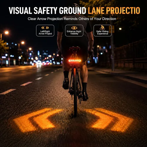 Vista 2 de JINKEY Luz trasera inteligente para bicicleta con señales de giro Negro