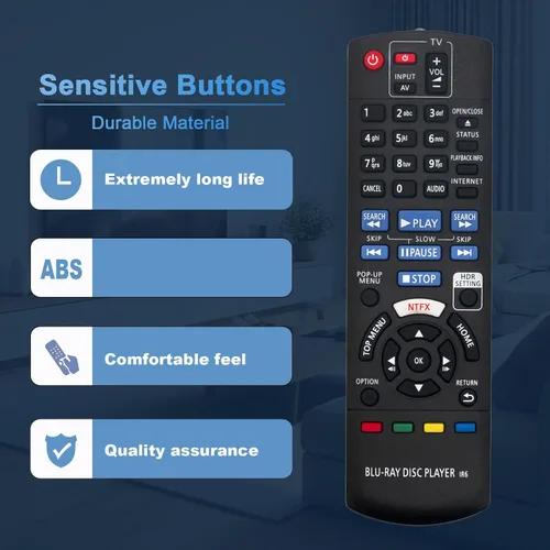 Vista 7 de N2QAYB001147 Reemplazo de control remoto compatible con Panasonic 4K Blu-Ray Disc Player DP-UB820 DP-UB820-K DMP-UB300 P-UB820EB-K DP-UB9000