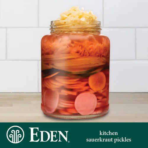 Vista 5 de Eden Chucrut orgánico, tradicional, fermentado con ácido láctico, tarro de vidrio de 18 onzas