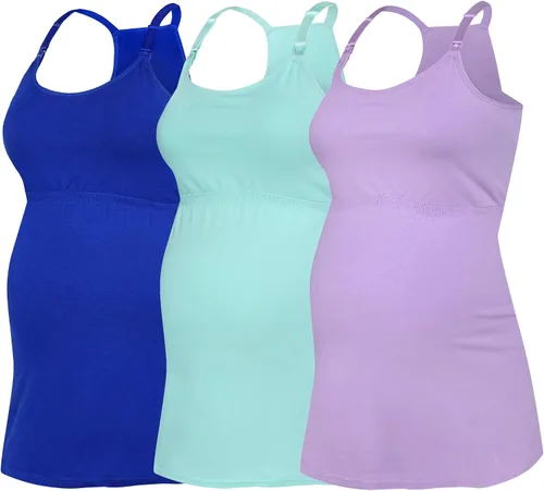 Vista 3 de SUIEK - Juego de 3 blusas de maternidad sin mangas para la lactancia para mujer
