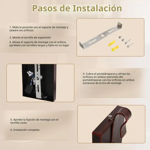 Vista 5 de Juego de 2 apliques de pared con enchufe regulable rústico