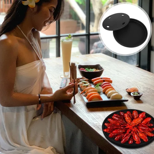 Vista 9 de Cabilock Dry Ice - Plato de sushi de 10 pulgadas redondo japonés para servir sashimi Geta, bandeja de plástico para servir alimentos secos para uso