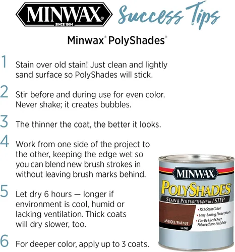 Vista 7 de Minwax® 213964444 PolyShades® Miel, Satén, Media Pinta