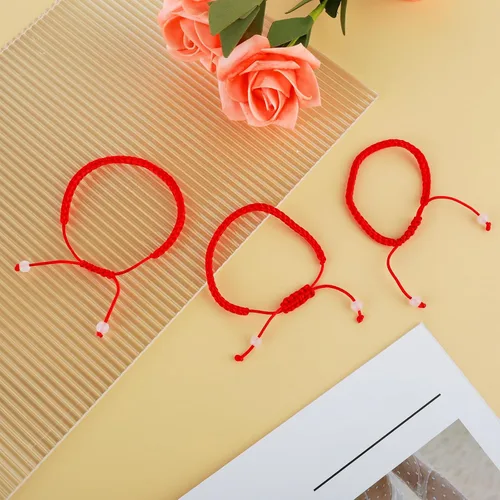 Vista 8 de Yolev 24 pulseras de cuerda roja con amuleto de protección de cordón rojo, hechas a mano, pulsera de la amistad anudada, cábala de la suerte