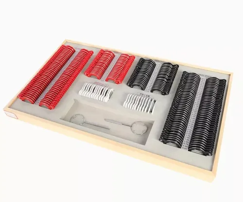 Vista 2 de Juego de lentes de prueba de 266 piezas, optometría de borde de plástico, caja de aluminio para instrumento óptico