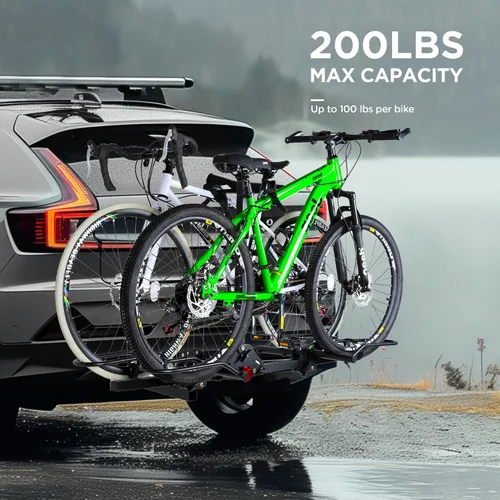 Vista 3 de Young 2 Bike Rack Basculante Montado en Enganche con Pedal Conveniente para Automóviles, SUVs y Camiones, Se Adapta a Enganches de 1.25" y 2