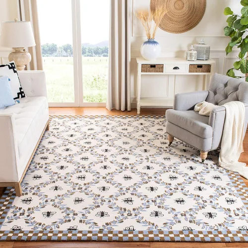Vista 10 de SAFAVIEH Chelsea Collection - Alfombra decorativa de 1 pies 8 pulgadas x 2 pies 6 pulgadas, color negro, lana de campo francesa enganchada a mano