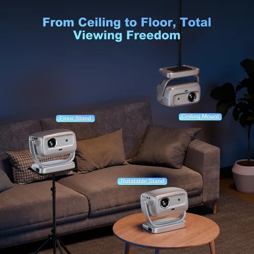 Vista 7 de Proyector inteligente 4K nativo 1080P 1800 ANSI, enfoque automático, WiFi 5G, Bluetooth 5.2, aplicaciones integradas, proyector de película portátil