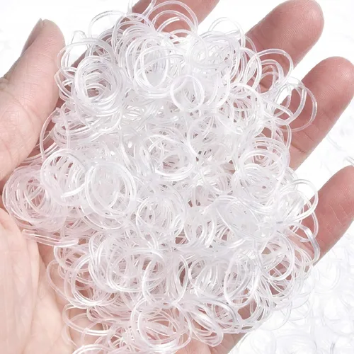 Vista 3 de Hicarer 1000 mini bandas de goma bandas elásticas suaves para peinados de cabello (1.5 cm, transparente)