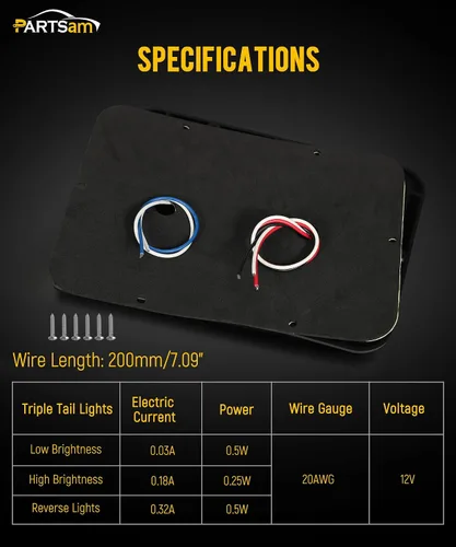 Vista 4 de Partsam 2 luces traseras LED dobles para remolque con montaje horizontal, luces traseras de doble parada, 33 LED, montaje en superficie, luces