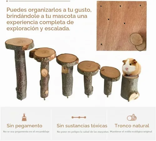 Vista 6 de Plataforma de hámster de madera Climb Toy Cage Accesorios para hámster enano jerbo