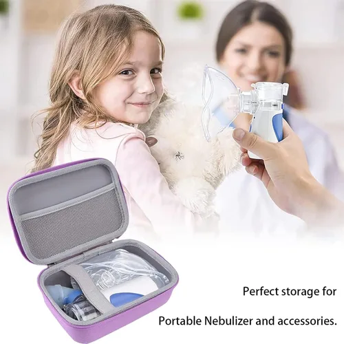 Vista 5 de Leayjeen Funda de transporte compatible con nebulizador inhalador portátil de mano para adultos y niños, atomizador de malla de mano, bolsa