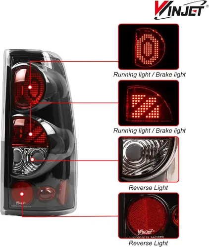 Vista 2 de Winjet Luces traseras LED aptas para Chevrolet Silverado 1999-2006 y 1999-2003 GMC Sierra montaje de luz trasera con luz LED intermitente/luz