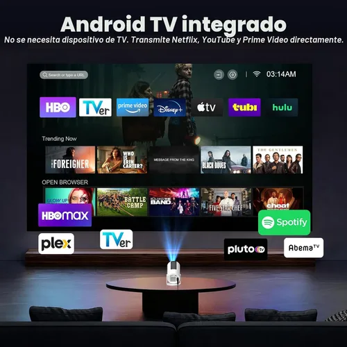 Vista 2 de [Aplicaciones integradas y Keystone automático] Mini proyector, proyector portátil con WiFi 6 y Bluetooth 5.2, proyector inteligente nativo 1080P