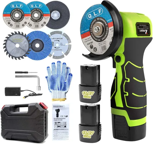 Vista 11 de Kit de Amoladora Angular Inalámbrica Sin Escobillas ZFULVO, Mini Herramienta de Rectificado Eléctrico de 19500rpm con Batería de 2x16.8V 2000mAh y 6