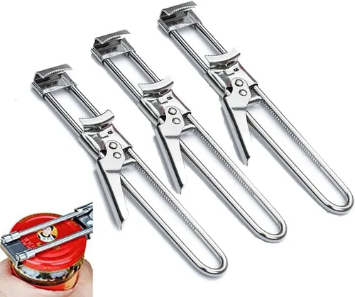 Vista 9 de Master - Abrelatas y abrebotellas, ajustable multifuncional de acero inoxidable, agarrador de tapa de tarro, manual, accesorios de cocina (plateado)
