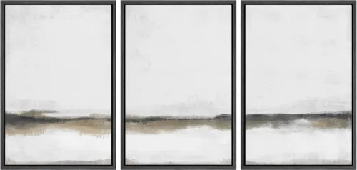 Vista 264 de SIGNFORD - Set de obras de arte en lienzo enmarcado para pared, ilustraciones abstractas de neblina del desierto en tonos neutros beige y marrón