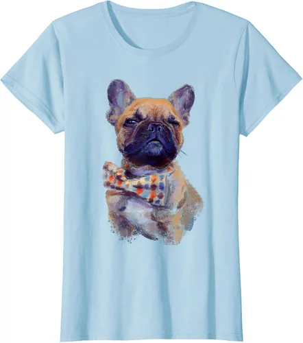 Vista 18 de Camiseta de bulldog francés con estampado realista, artística de bulldog francés, Negro, S