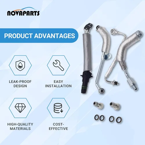 Vista 5 de NOVAPARTS 55587854 Kit de 4 piezas de línea de drenaje de retorno de aceite turbo y tubo de alimentación de aceite para Chevy Cruze, Sonic, Trax