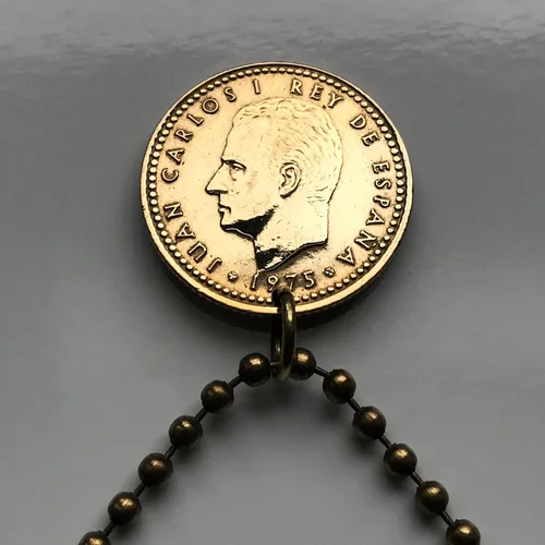 Vista 3 de 1975 España España 1 Peseta moneda colgante escudo Español Madrid Barcelona Sevilla Toledo Málaga Granada Cádiz Córdoba Valencia Bilbao Coruña