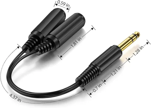 Vista 3 de ICESPRING - Enchufe estéreo de 1/4 de pulgada de 0.250 in, macho a doble conector de 1/4 de pulgada y 0.250 in, convertidor de cable divisor hembra