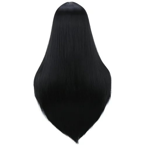 Vista 4 de BERON Pelucas negras de cabello largo liso con flequillo, para mujer, a la moda, resistente al calor, sintético, aspecto natural, para fiesta