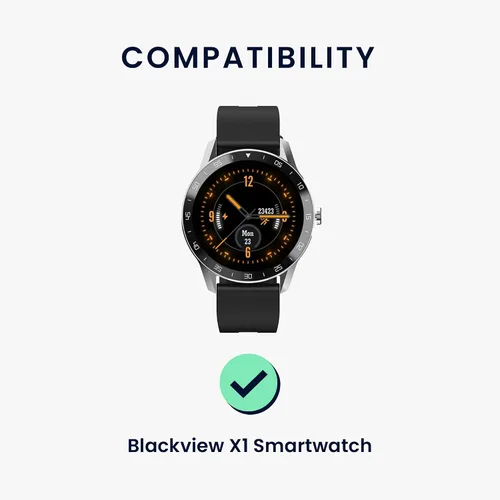 Vista 6 de kwmobile Correas compatibles con Blackview X1 Smartwatch Straps – 2 correas de silicona de repuesto – Negro/Azul Oscuro