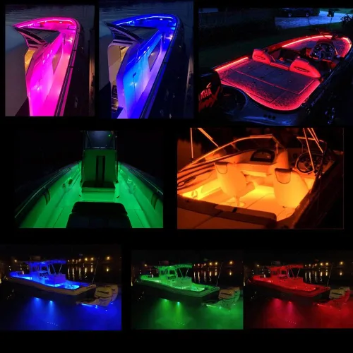 Vista 7 de Luces de barco LED de 45 pies, luces de tira marinas RGB