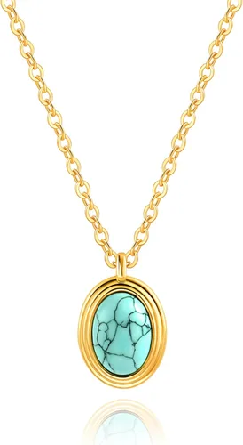 Vista 37 de Aobei Pearl Collar chapado en oro de 18 quilates con dije de cruz de corazón, corazón, estrella, león, mal de ojo, amor, medallón, clip de papel