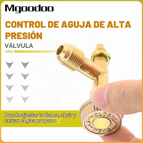 Vista 6 de Kit de Válvula de Control de Aguja de 3/8" Macho Giratorio con Rosca de Propano para Estufa de Cocina, Boquilla de Chorro de Propano de 0.047