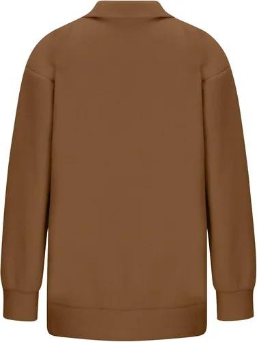 Vista 5 de Sudadera de gran tamaño para mujer, suéter de manga larga, liso, con cierre de un cuarto de cremallera, para adolescentes, niñas, Navidad, otoño