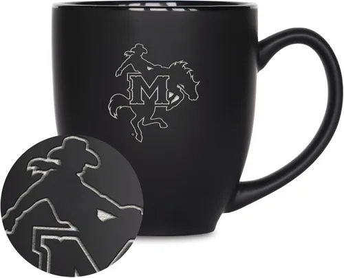 Vista 270 de Rico Industries - Taza de cerámica mate negra con grabado láser estándar de 15oz para NCAA (escuelas T & U) - Para bebidas calientes o frías