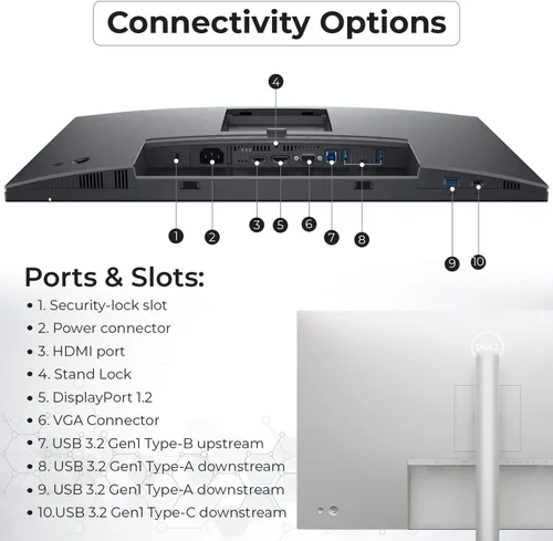 Vista 10 de P2425H - Monitor de computadora de 24 pulgadas, pantalla IPS 16:9 con soporte, 100 Hz Full HD, 1920 x 1080 con cable de alimentación, DisplayPort