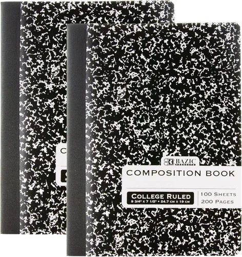 Vista 8 de BAZIC PRODUCTS Cuaderno de composición de mármol negro, con rayas