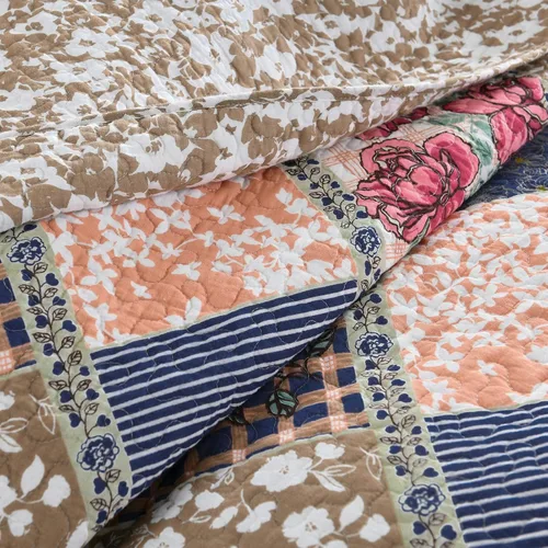Vista 6 de DDUOXIN Colcha floral tamaño King de 120 x 120 pulgadas, 100% algodón, reversible, de gran tamaño, con 2 fundas de almohada, colchas de granja