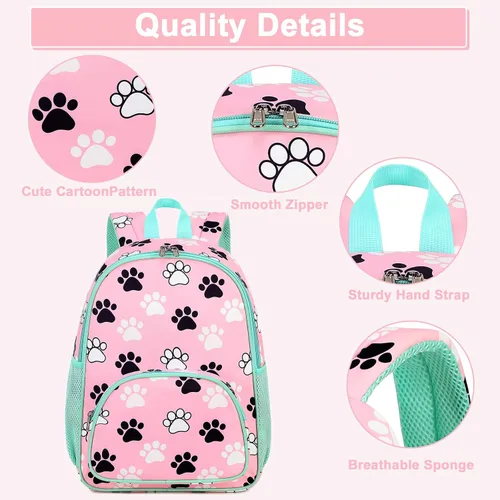 Vista 7 de LOIDOU Mochila para niños y niñas de 15 pulgadas para niños y niñas, preescolar, bolsa de libros para guardería, viajes, Rosado, Bonito y duradero