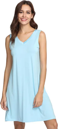 Vista 36 de GYS Cooling Bamboo Viscose Sleeveless Nightgowns for Women Aguamarina