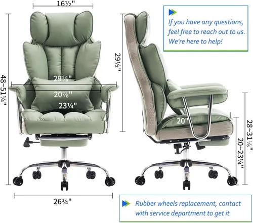 Vista 2 de Efomao Silla de Oficina Grande y Alta 400lbs - Sillas de Oficina Ejecutivas con Reposapiés, Silla de Computadora de Cuero PU Resistente