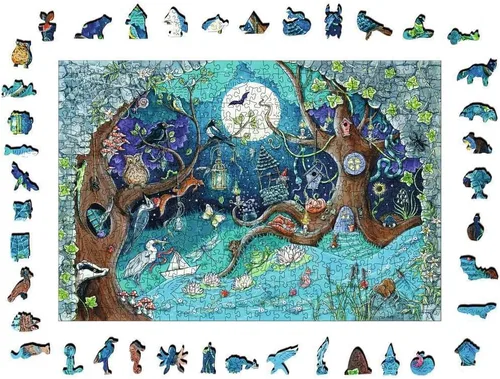 Vista 3 de Ravensburger Fantasy Forest - Rompecabezas de madera vibrante de 500 piezas Diversión para reducir el estrés Materiales ecológicos Certificado