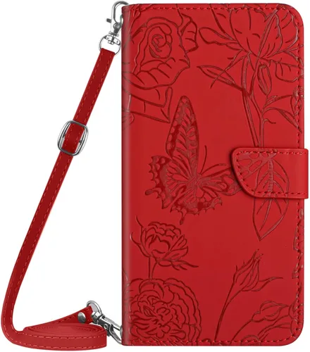 Vista 11 de XYX Wallet Case Compatible with Xiaomi 12S Ultra, Emboss Butterfly Flower PU Leather Flip Protective Case with Adjustable Shoulder Strap for Xiaomi