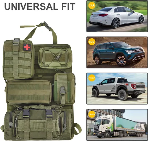 Vista 2 de BXBXHD Paquete de 6 organizadores tácticos para camión, almacenamiento para asiento trasero, bolsa de almacenamiento para asiento de automóvil