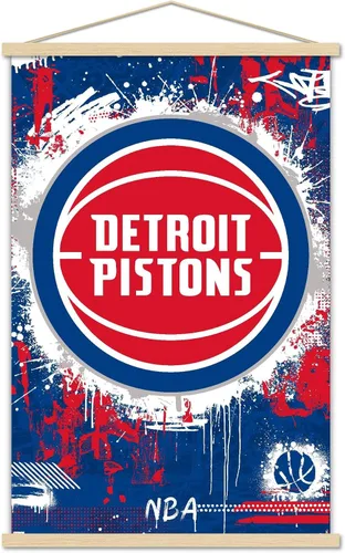 Vista 7 de Trends International NBA Detroit Pistons - Póster de pared con logotipo Maximalist 23 con marco magnético