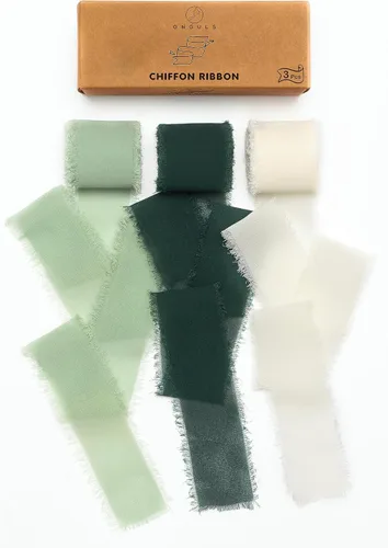 Vista 16 de Juego de 3 rollos de cinta de gasa de gasa hecha a mano con flecos de 1.5 pulgadas x 7 yardas para decoración de flores, invitaciones de boda
