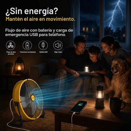 Vista 4 de T-SUNUS - Ventilador de piso con batería de 16 pulgadas, ventilador