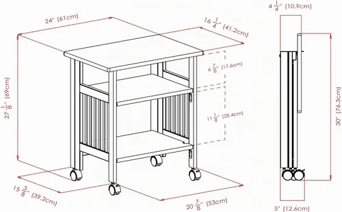 Vista 8 de Winsome Mission 81628 - Soporte de madera para impresora móvil (2 estantes, color marrón)