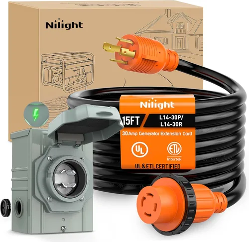 Vista 63 de Nilight Cable de Extensión para Secadora EV de 15 Pies 3 Clavijas 30 Amperios NEMA 10-30P 10-30R Cable de Extensiones Antiguas Servicio Pesado