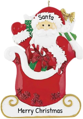 Vista 13 de Adorno personalizado para árbol de Navidad 2024 – Adorno de Navidad de la segunda Navidad de Papá Noel 2024 esperando para árbol de Navidad, adorno