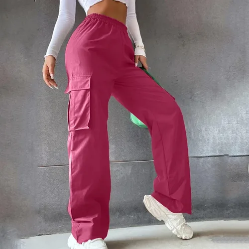 Vista 2 de HJYUZP Joggers for Women Women's Belt Less High Waisted Wide Leg Trousers Straight Leg Relaxed Trousers Pants for Women