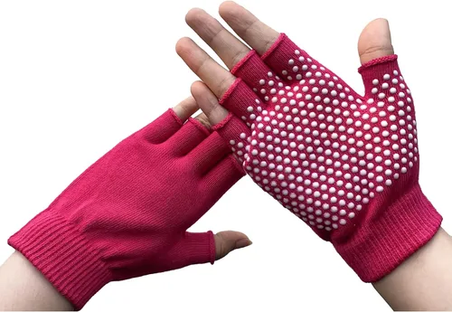 Vista 3 de Calcetines de pilates con empuñaduras para mujer, calcetines de yoga antideslizantes para baile de barra o entrenamiento descalzo 2 pares de guantes